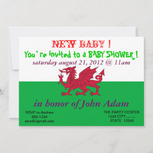 Invitation baby shower avec drapeau du Pays de Gal