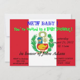 Invitation baby shower avec drapeau du Pérou