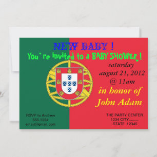 Invitation baby shower avec drapeau du Portugal
