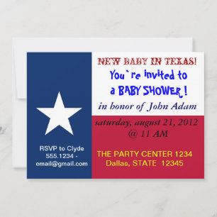 Invitation baby shower avec drapeau du Texas