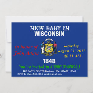 Invitation baby shower avec drapeau du Wisconsin
