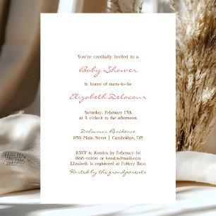 Invitation Baby-Shower avec Hydrangea Rouge Pourpre Vintage