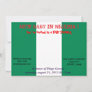Invitation baby shower avec le drapeau du Nigeria