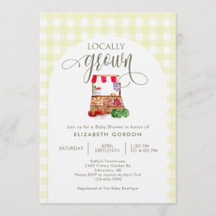 Invitation Baby-Shower avec Marché Ferme de Gingham Local