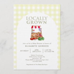 Invitation Baby-Shower avec Marché Ferme Gingham de Culture L