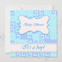 Baby shower avec motif grec bleu 2