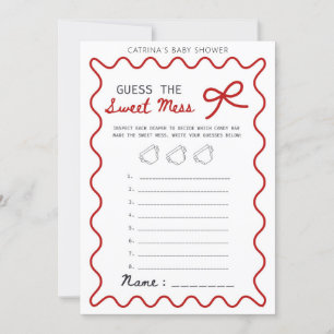 Invitation Baby-Shower avec Nœud Rouge - Nom Modifiable, 5x7