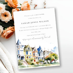 Invitation Baby Shower avec paysage des Painted Ladies de San