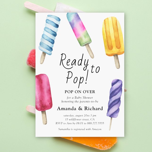 Invitation Baby-Shower avec Popsicle Aquarelle (Créateur téléchargé)