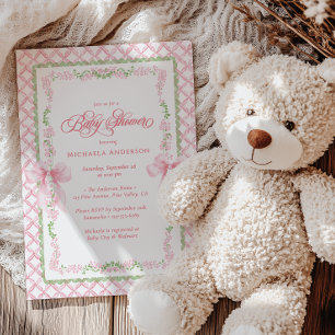 Invitation Baby Shower avec Ruban Floral à l'Aquarelle Grandm
