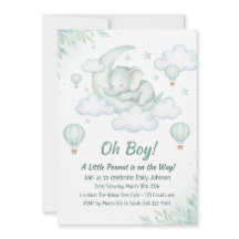 Invitation baby shower avec Sleeping Baby Elephant