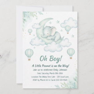 Invitation baby shower avec Sleeping Baby Elephant
