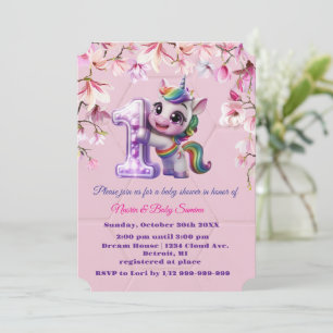 Invitation baby shower avec thème Unicorn