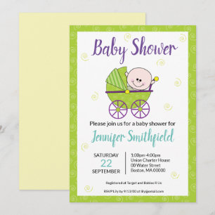 Invitation baby shower avec transport de bébé