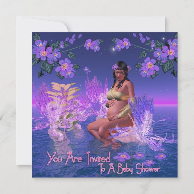 Invitation Baby shower avec un elfe afro-américain (Devant)