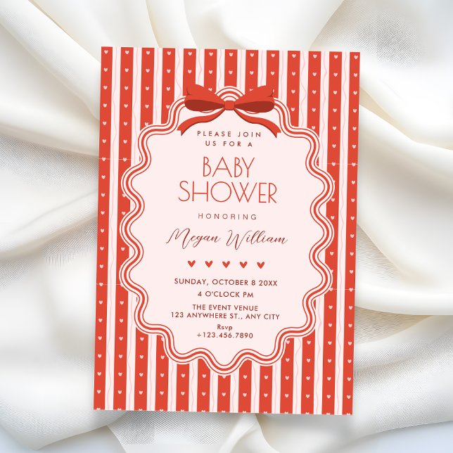 Invitation Baby shower avec un joli nœud (Créateur téléchargé)