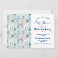 Baby-Shower avec un mignon motif de lama sur pois