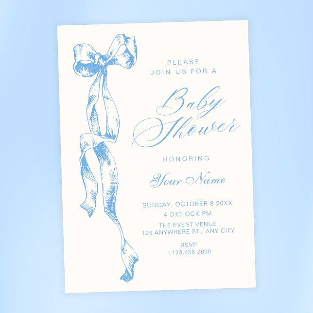 Invitation Baby shower avec un nœud bleu (Créateur téléchargé)