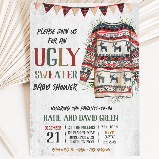 Invitation Baby-Shower avec un Pull Moche (Créateur téléchargé)