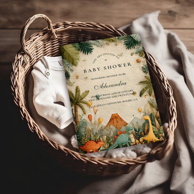 Invitation Baby Shower Aventure Dinosaure Tropical (Créateur téléchargé)
