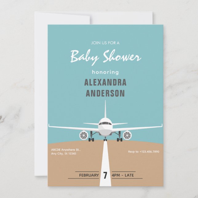 Invitation Baby-Shower Avion (Devant)