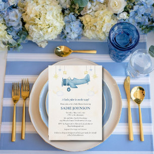 Invitation Baby Shower Avion Fantaisiste Bienvenue Bébé Garço