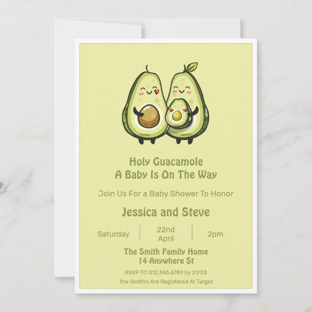 Invitation Baby shower Avocado (Devant)