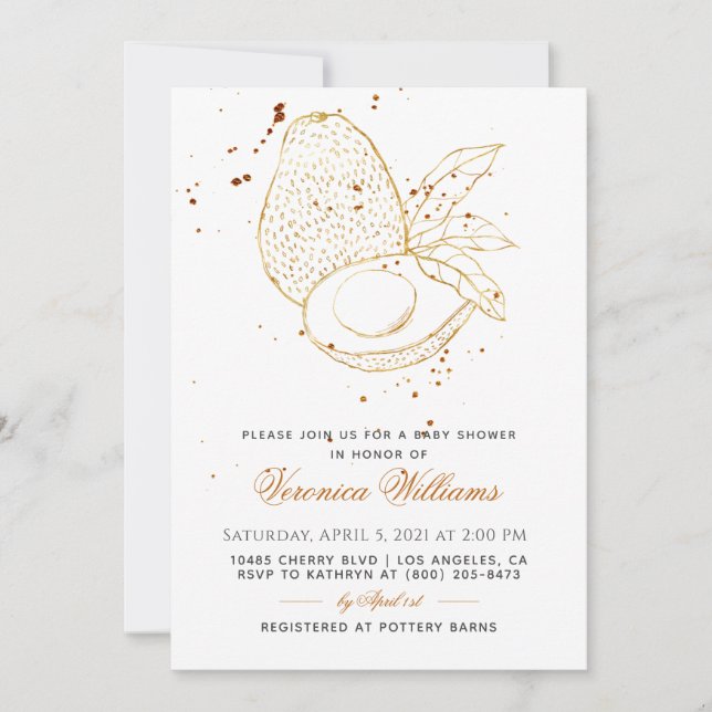 Invitation Baby shower Avocado (Devant)