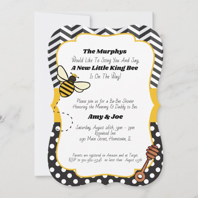 Invitation Baby shower Ba-Bee | King/Queen Bee (Devant)