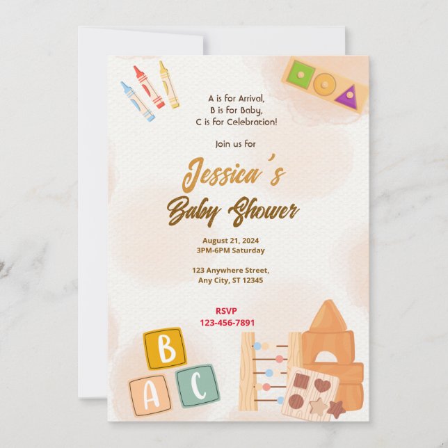 Invitation Baby shower Baby Blocks (Devant)
