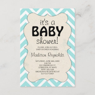 Invitation Baby shower Baby Blue Chevron
