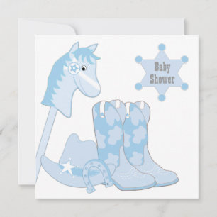 Invitation Baby shower Baby Blue Cowboy