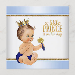 Invitation Baby Shower Baby Blue Gold Prince
