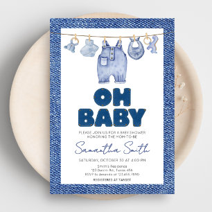 Invitation Baby shower Baby Blue Jean Denim