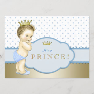 Invitation Baby shower Baby Blue Little Prince