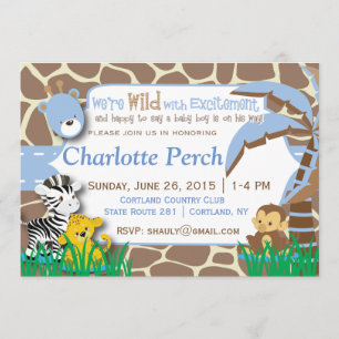 Invitation Baby shower Baby Boy Jungle