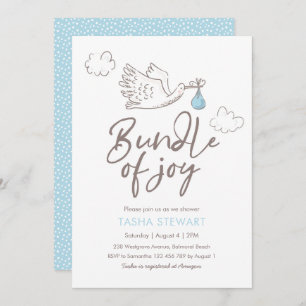 Invitation Baby shower  Baby Boy Stork
