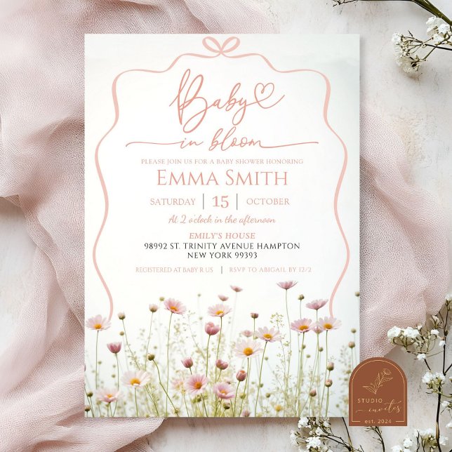 Invitation Baby Shower Baby En Fleur (Créateur téléchargé)