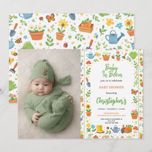 Invitation Baby shower Baby in Bloom Garden   Fleurs mignonne