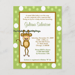 Invitation Baby shower "Baby Monkey" 4x5