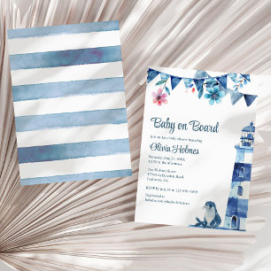 Invitation Baby shower "Baby on board" de la jolie marine
