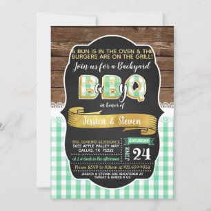 Invitation Baby shower Baby-Q - Vert/Or