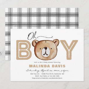 Invitation Baby shower   Baby shower de l'ours