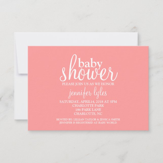Invitation Baby shower - Baby shower - rose (Devant)