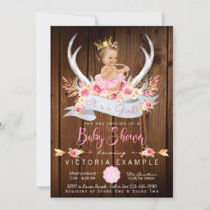 Invitation Baby shower Baby shower Rustic Wood Antler