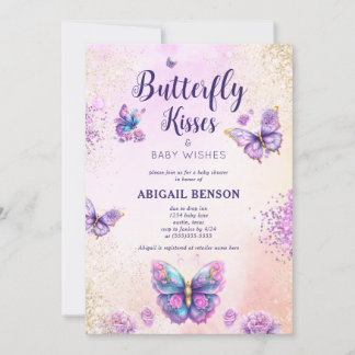 Invitation Baby shower Baisers à papillon