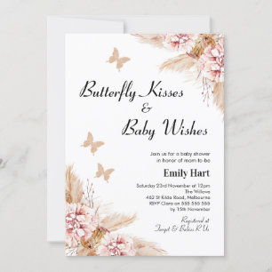 Invitation Baby shower Baisers à papillon floral Boho Blush 