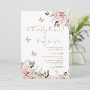 Invitation Baby shower Baisers à papillon flou