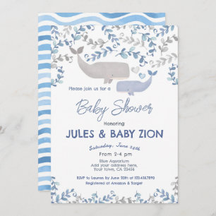 Invitation Baby shower baleine