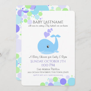 Invitation Baby shower baleine